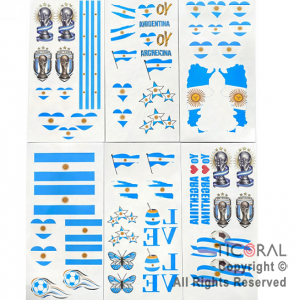 PLANCHAS DE TATUAJES ARGENTINA MUNDIAL X 12 UNIDADES